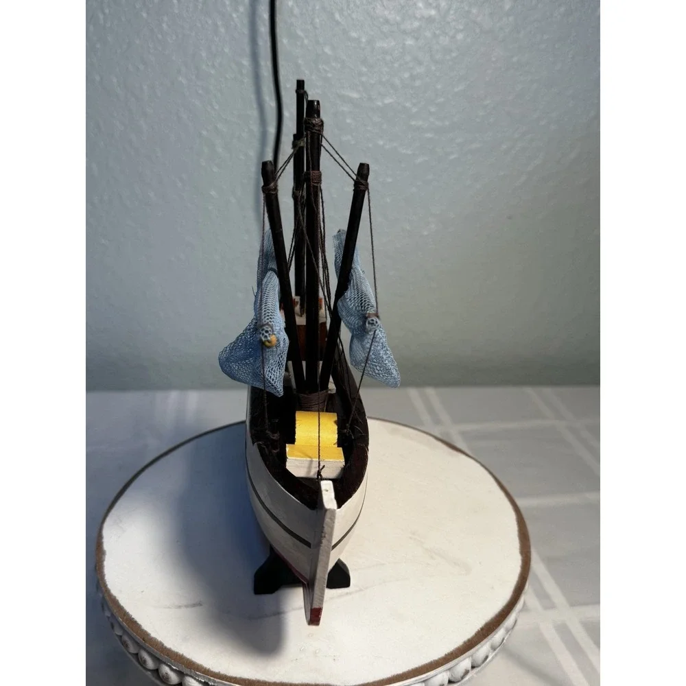 Shrimp Boat Model Fishing Trawler Complete Built Wooden Hull Painted with Stand